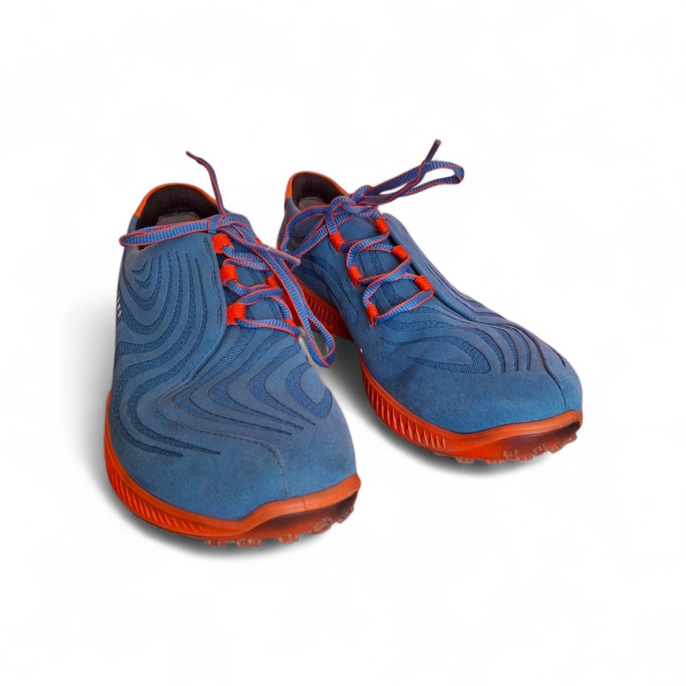ECCO Mens S-Drive Spikeless Golf Leather Shoe Blue Orange Colorway HTF - Picture 2 of 7